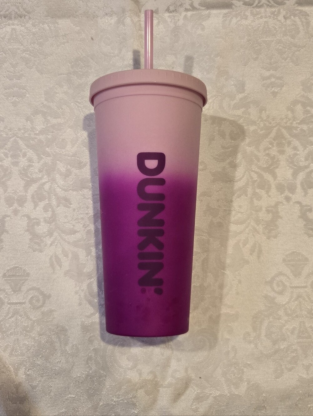 Dunkin' Pink to Purple Ombre Reusable Tumbler with Straw